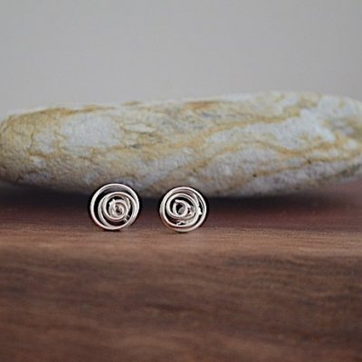 Spiral Silver Round Earrings