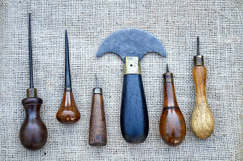Vintage artisan leather craft tools